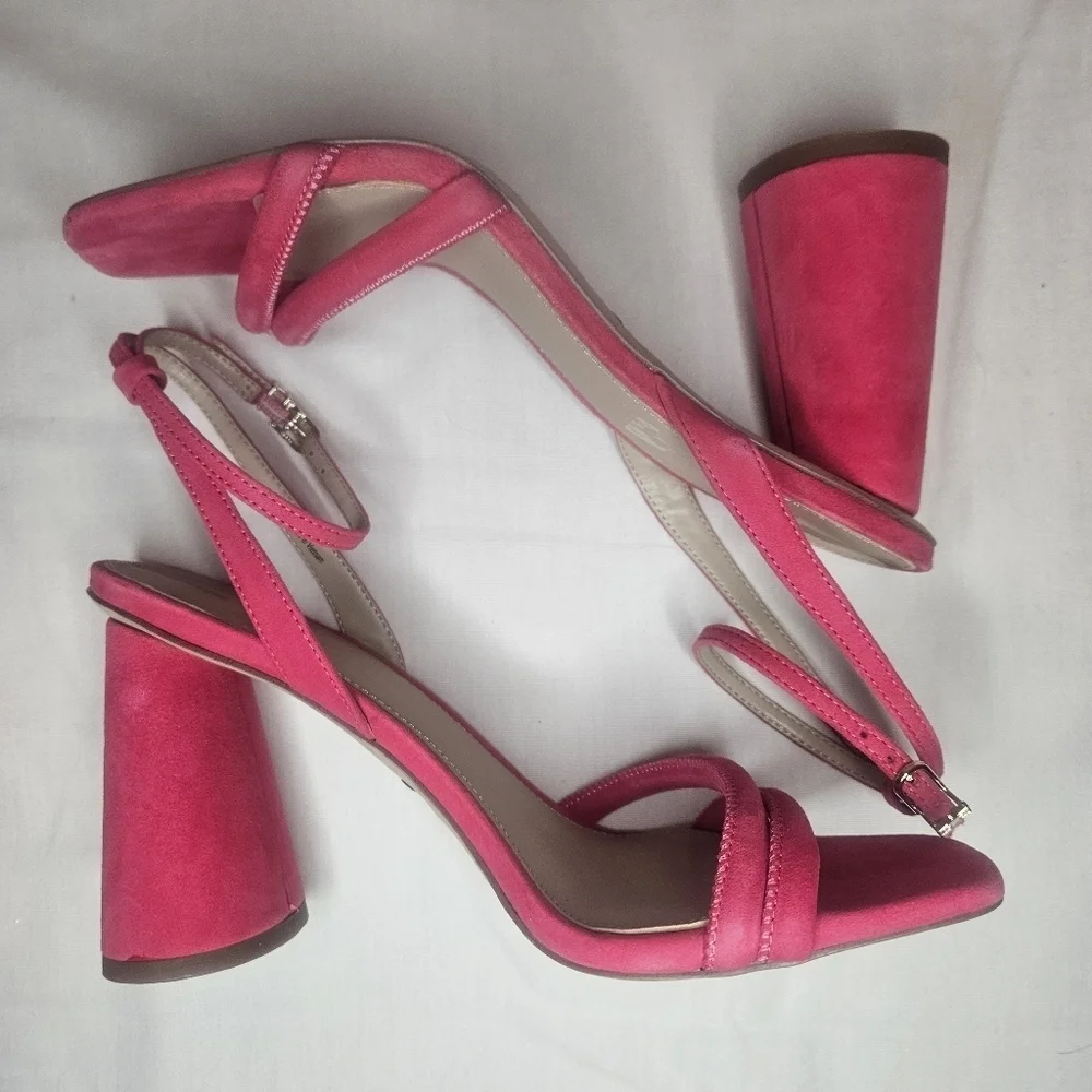 Sam Edelman Kia Fuschia Suede Heeled Sandals Retail $140 Sz 9 - Picture 7 of 16